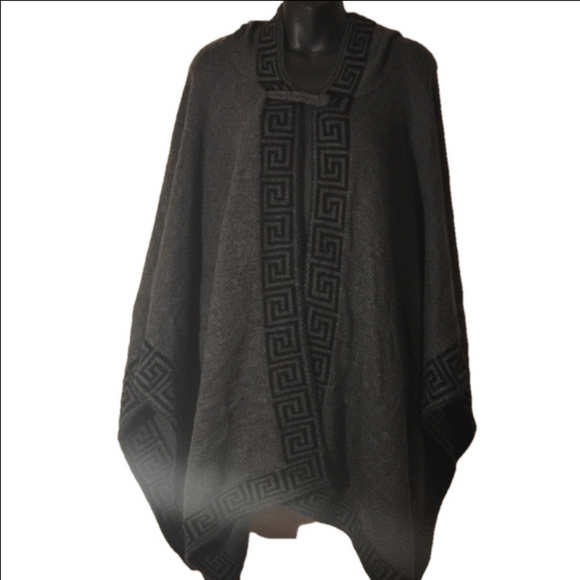 no brand Sweaters - Beautiful grey/ black hooded cape/ shawl.No brand , no tags, unsure of size.